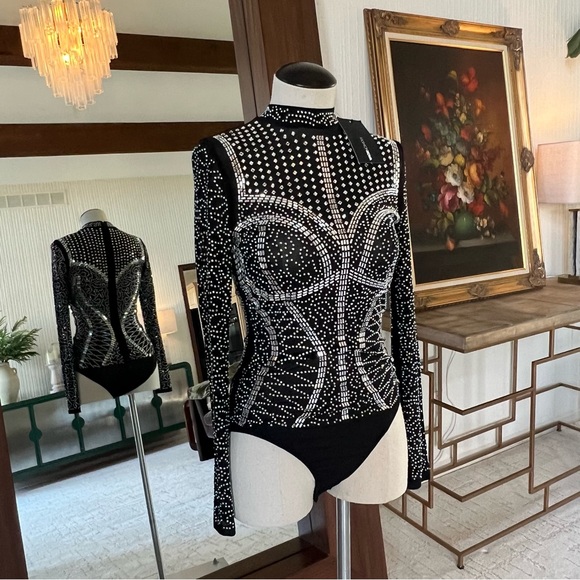 Rhinestone Bodysuit Fashion Nova Size Medium - Picture 10 of 11